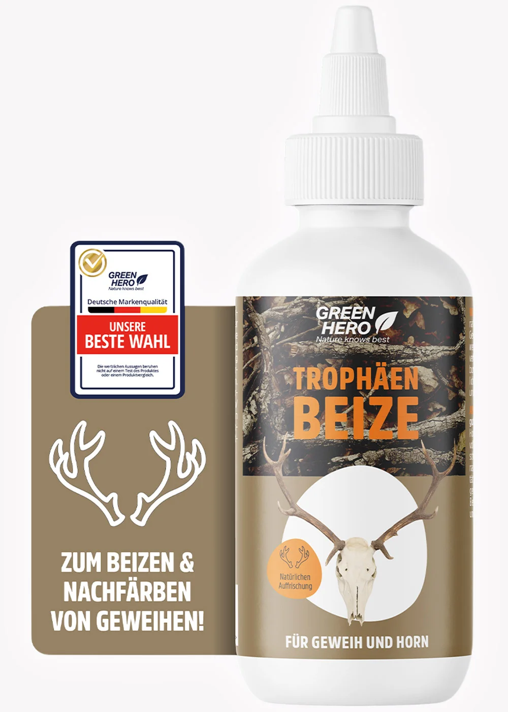 GreenHero Trophäenbeize für Geweih-Trophäen aller Art GreenHero Trophäenbeize für Geweih-Trophäen aller Art