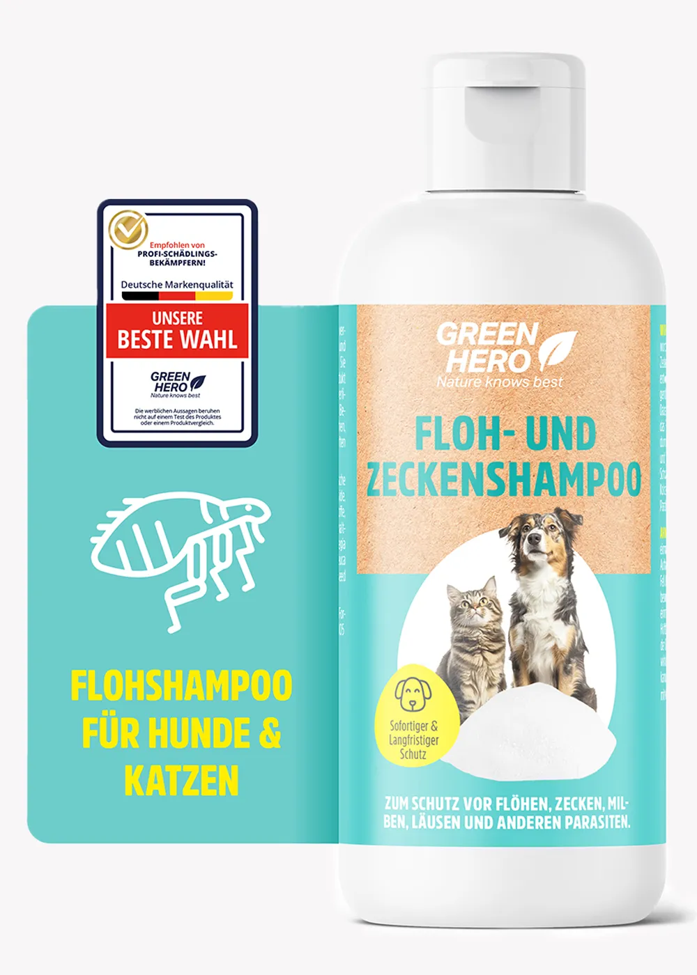 Floh- und Zeckenshampoo für Hunde und Katzen