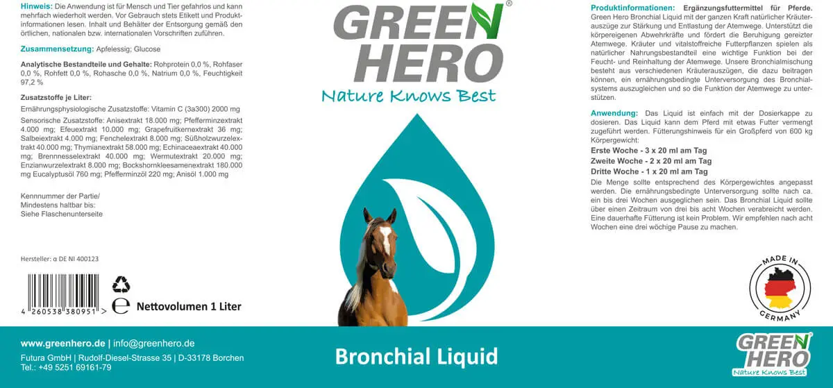 Bronchial Liquid für Pferde mit Kräutern