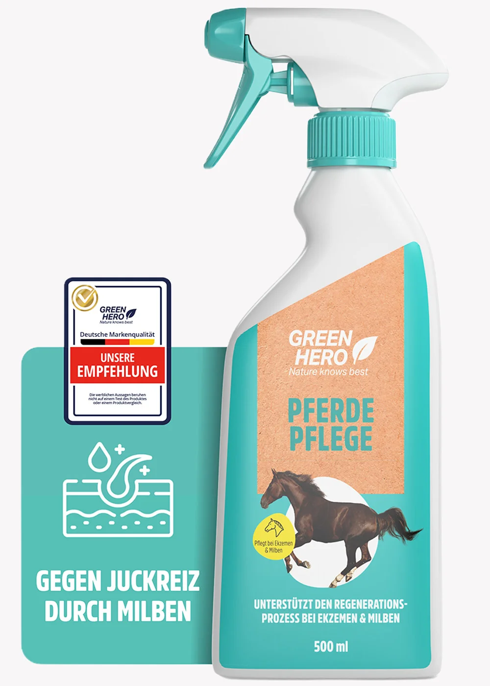 Pferdepflege pflegt die Haut bei Juckreiz, Milben und Ekzemen