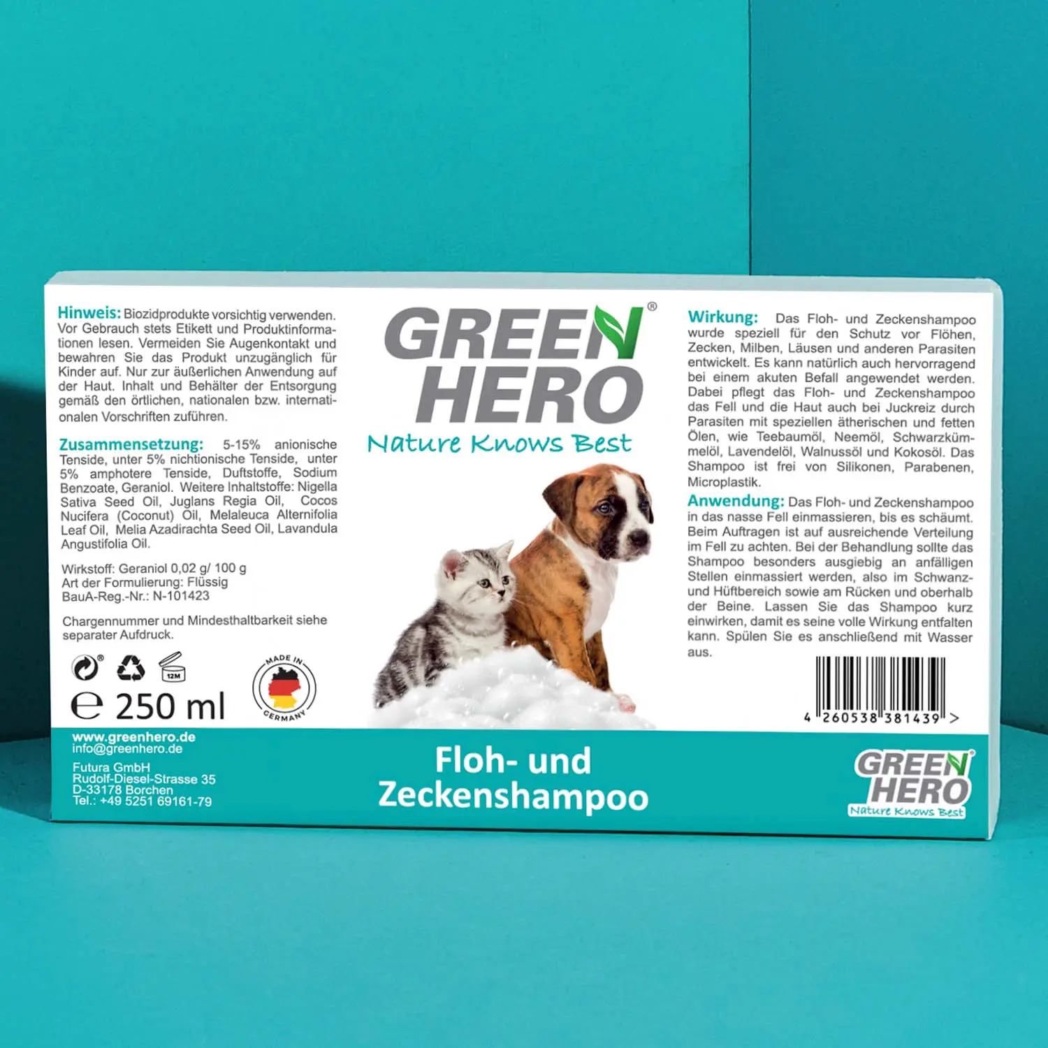 Floh- und Zeckenshampoo für Hunde und Katzen