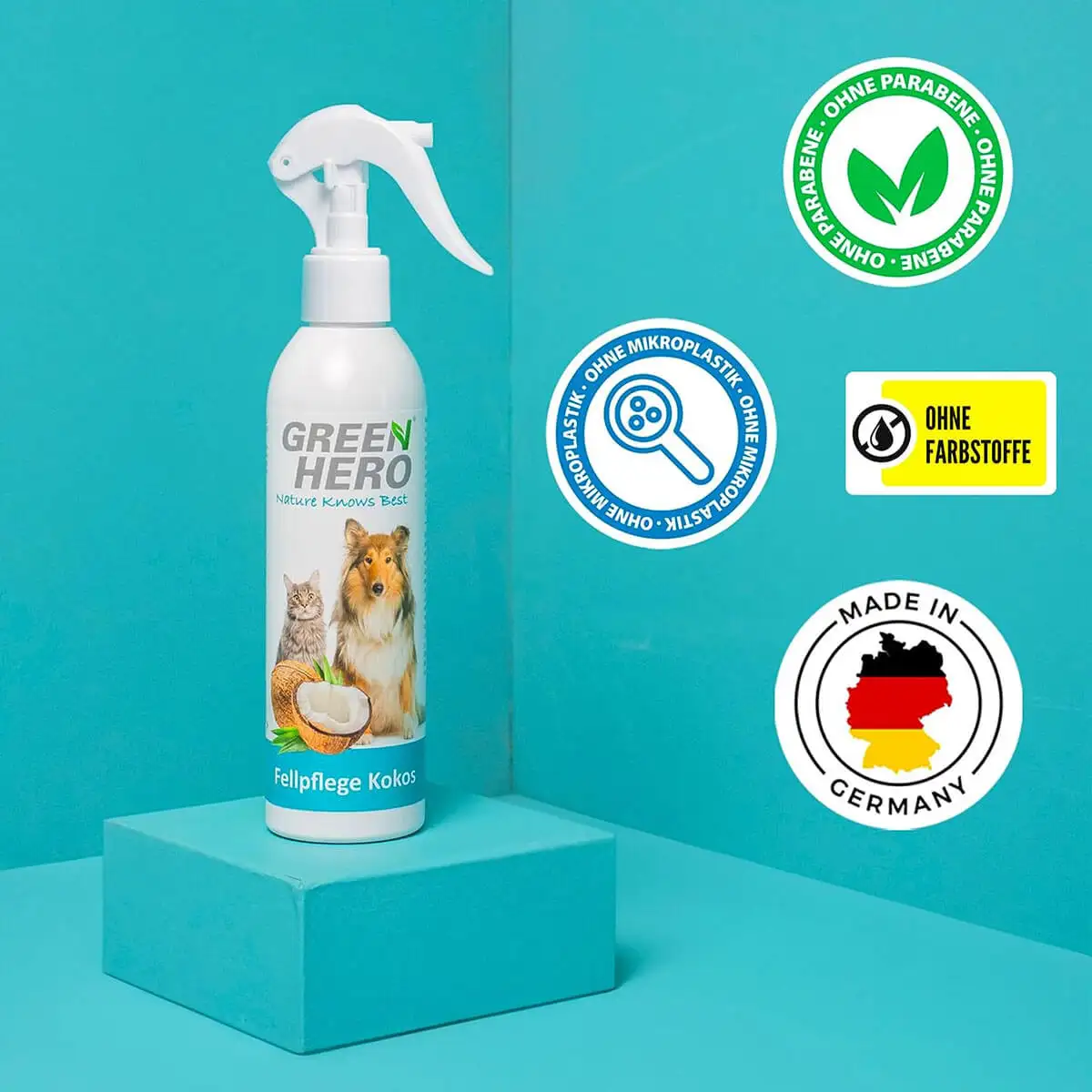 GreenHero® Kokos Fellpflege 250ml mit Kokoswasser gegen Verfilzungen