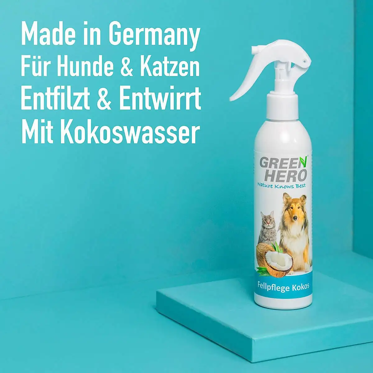 GreenHero® Kokos Fellpflege 250ml mit Kokoswasser gegen Verfilzungen