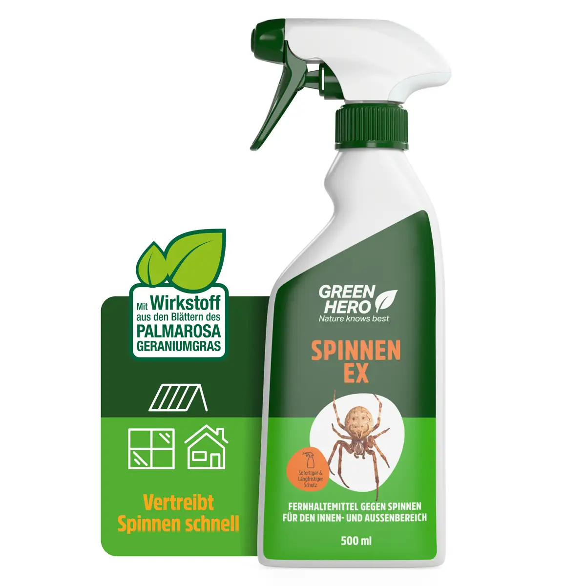 GreenHero® Spinnen-Ex Spray für Balkon, Terrasse und auf dem Boot